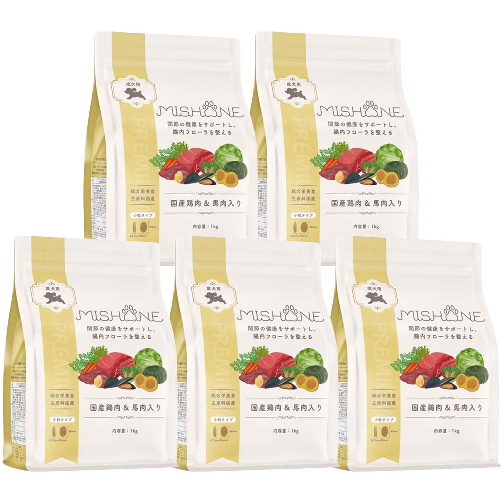 Amazon.co.jp: ミシュワン ドッグフード 成犬用(国産鶏肉＆馬肉)1kg×5